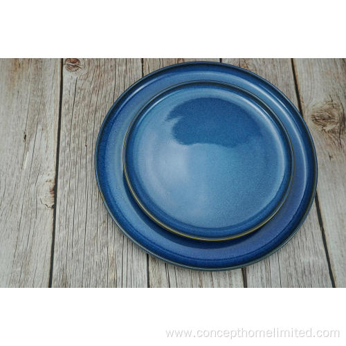 Reactive glazed stoneware dinner set in Starry blue